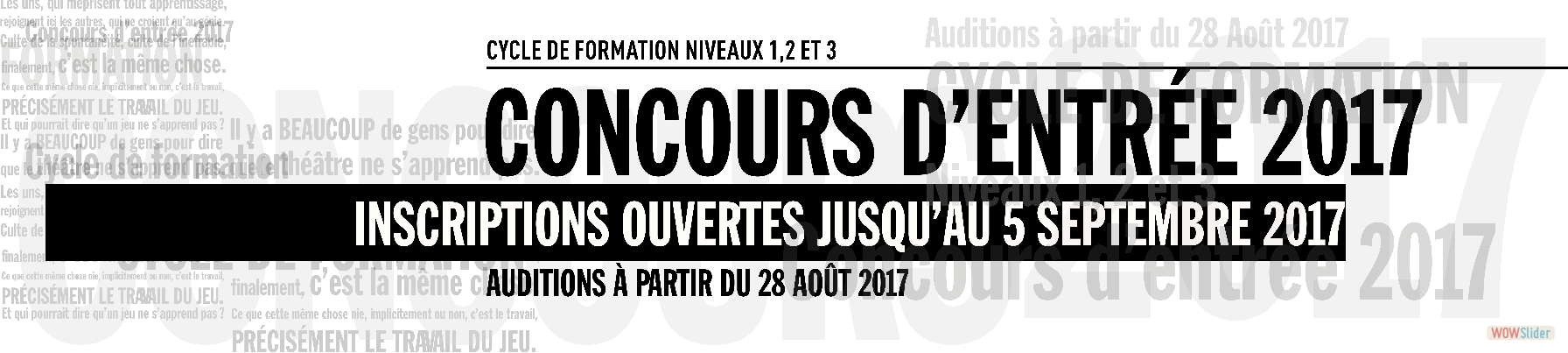 Concours d'entrée 2017 //SESSION DE SEPTEMBRE// : inscriptions  ouvertes jusqu’au 5 septembre 2017 !